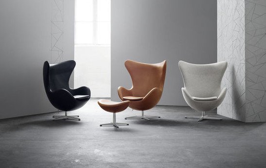 Fauteuil Oeuf Egg Chair Design en Cuir Pleine Fleur Italien Blanc