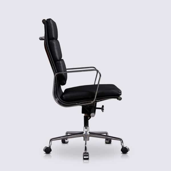 chaise de bureau ergonomique confortable avec roulette dossier haut design cuir noir replica chaise de bureau eames soft pad ea219