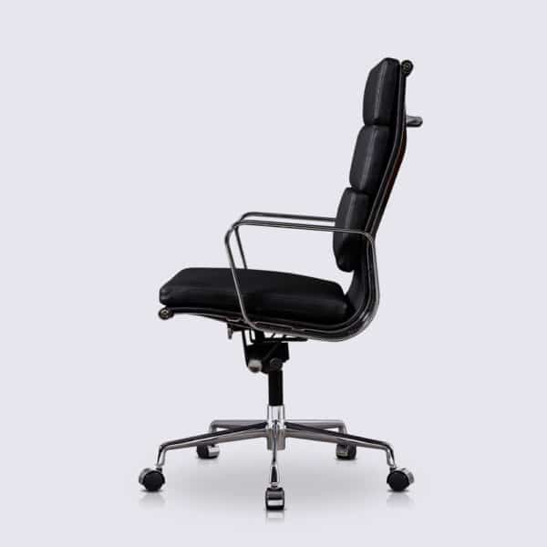 chaise de bureau eames ergonomique confortable dossier haut design cuir noir replica chaise de bureau soft pad ea219 a roulette