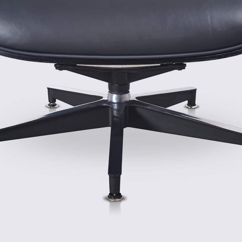 copie fauteuil pivotant eames avec ottoman cuir aniline noir bois de frêne noir base en aluminium noir