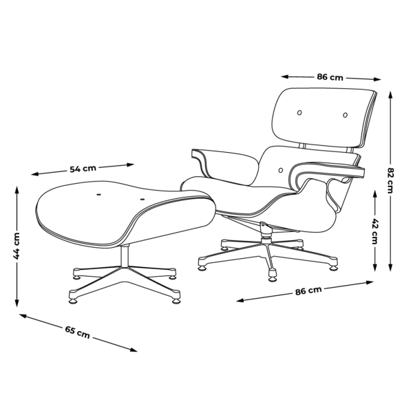 dimensions copie fauteuil charles eames avec ottoman stefano design cuir version classique