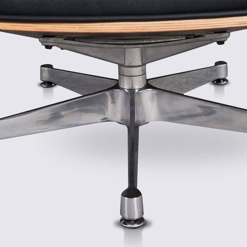 base en aluminium chromé poli fauteuil charles eames cuir italien noir bois de palissandre