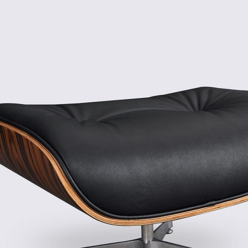 coussin confortable fauteuil charles eames cuir italien noir bois de palissandre base alu chromé poli