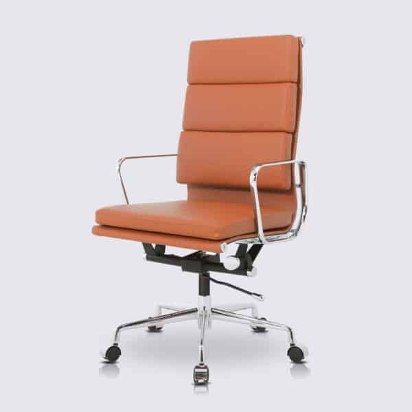 chaise de bureau eames ergonomique confortable dossier haut design cuir cognac replica chaise de bureau soft pad ea219 a roulette