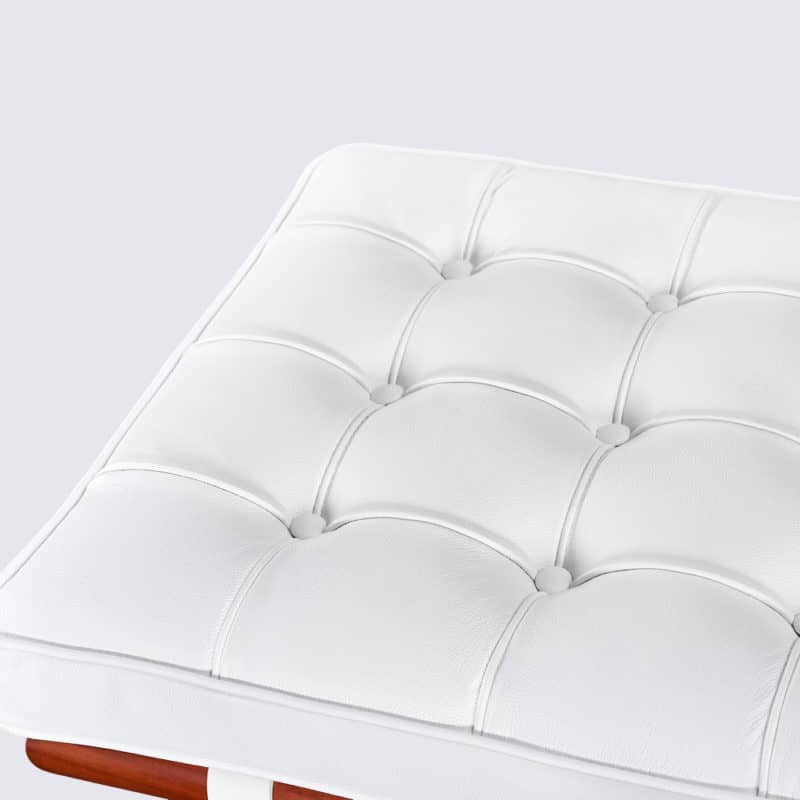 banquette d'entrée capitoné d'intérieur banc en cuir blanc design replica fauteuil barcelona mies van der rohe