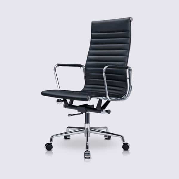 chaise de bureau cuir noir design eames copie ea119 version haute
