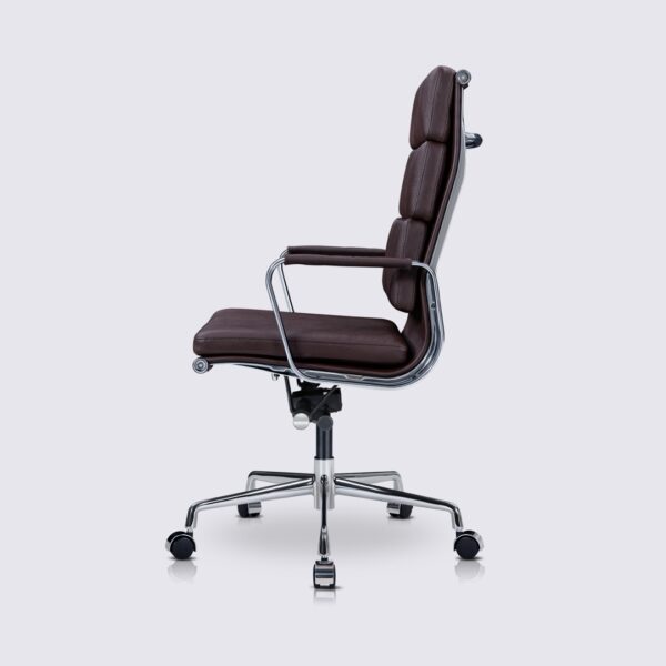 chaise de bureau design cuir marron chocolat eames soft pad ea219 neuf