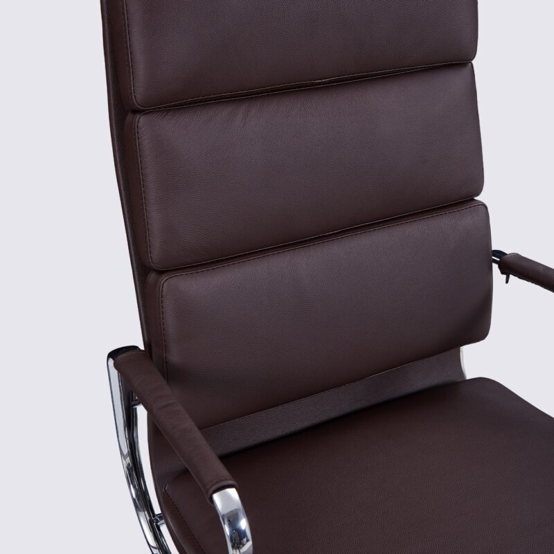 chaise de bureau design eames cuir marron chocolat soft pad ea219