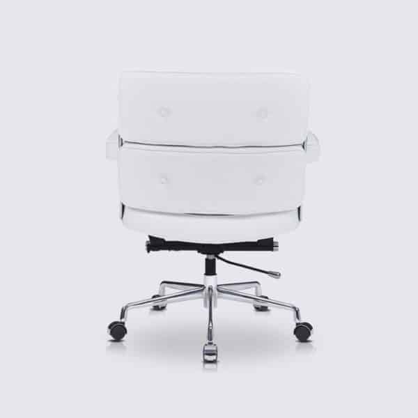 fauteuil de bureau confortable design ergonomique en cuir blanc scandinave moderne avec roulette copie eames lobby ES104