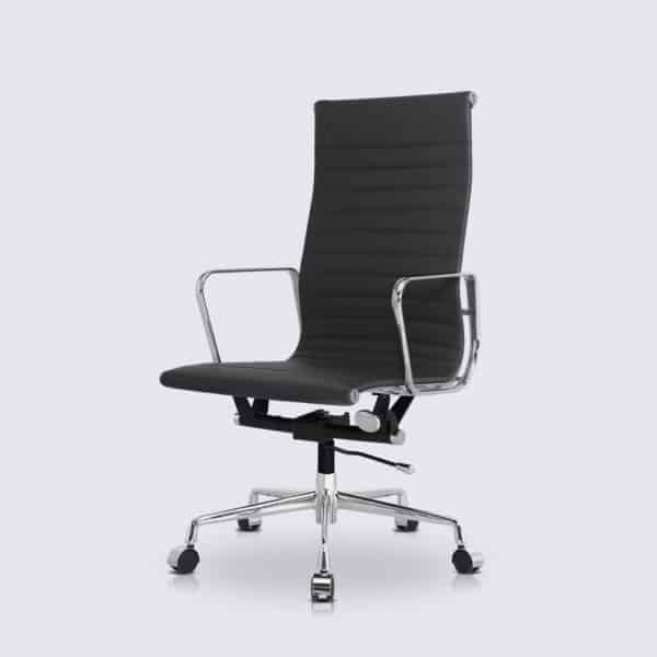 chaise de bureau cuir noir design confortable ergonomique copie chaise eames ea119 avec roulette