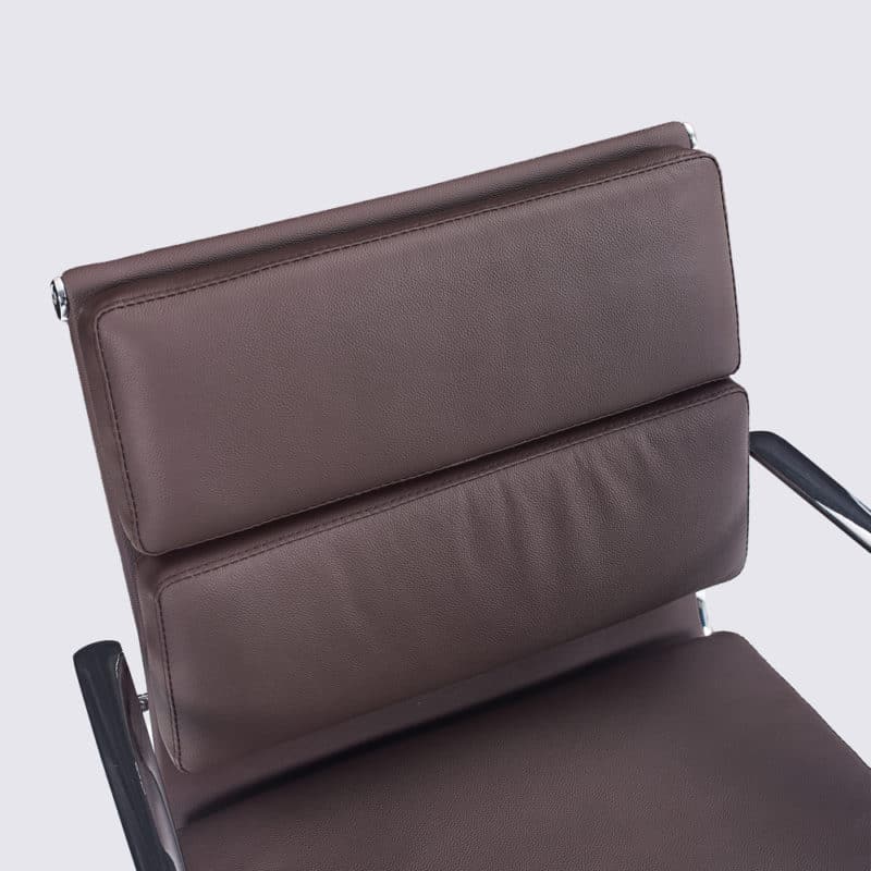 chaise de bureau ergonomique confortable dossier bas design cuir marron chocolat replica eames soft pad ea217 a roulette