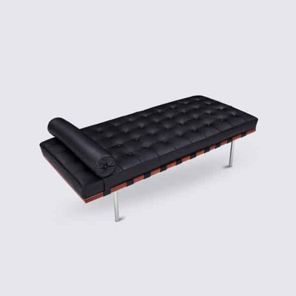 daybed barcelona design knoll scandinave cuir noir bois copie fauteuil barcelona