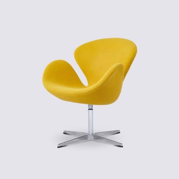 fauteuil swan design arne jacobsen cachemire jaune aluminium pivotant copie replica original
