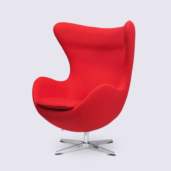 fauteuil egg jacobsen design pivotant en cachemire rouge copie egg chair arne jacobsen