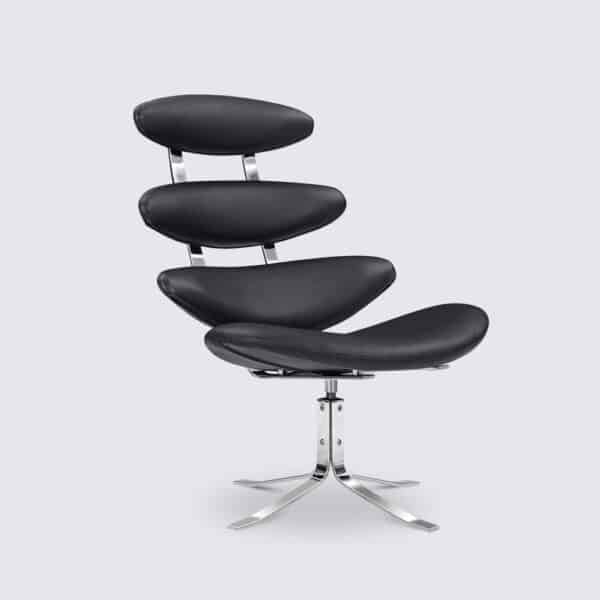 copie chaise corona poul volther ej5 fauteuil lounge en cuir noir design moderne