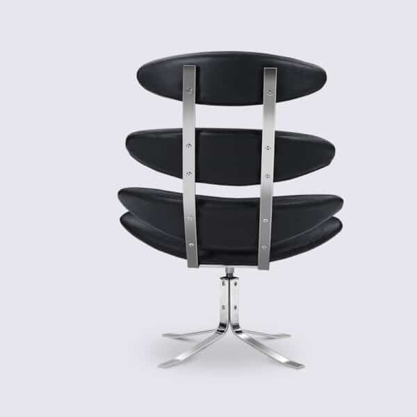 copie chaise corona poul volther ej5 fauteuil lounge en cuir noir pivotant design