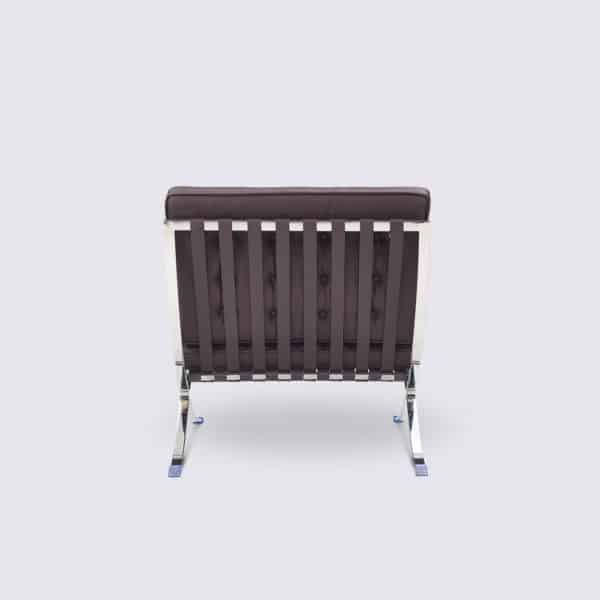 fauteuil barcelona réplique ottoman cuir marron foncé chocolat repose pieds pouf copie chaise barcelona knoll replica fauteuil lounge design