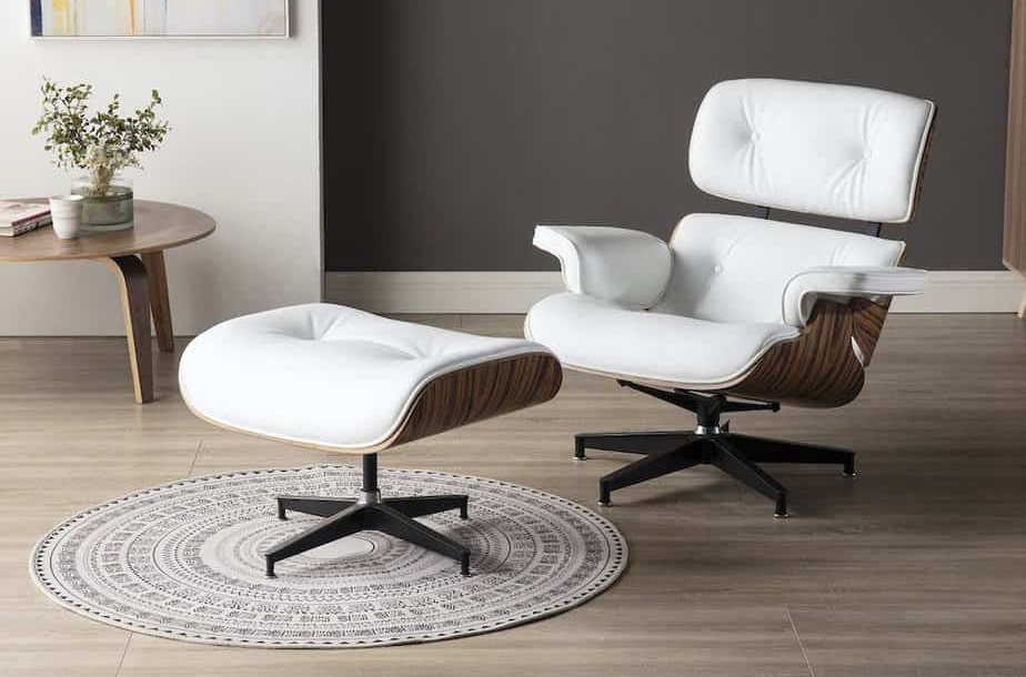 fauteuil eams copie lounge chair et ottoman cuir italien blanc bois de palissandre replica fauteuil eames