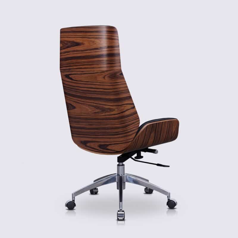 chaise de bureau en cuir noir nordic style charles eames bois de palissandre avec roulette aluminium dossier haut moderne