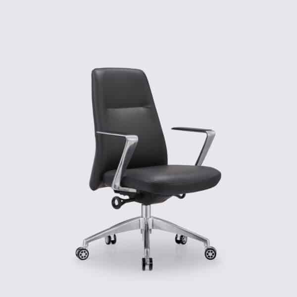 fauteuil de bureau ergonomique design en cuir noir avec roulette inclinable leandro